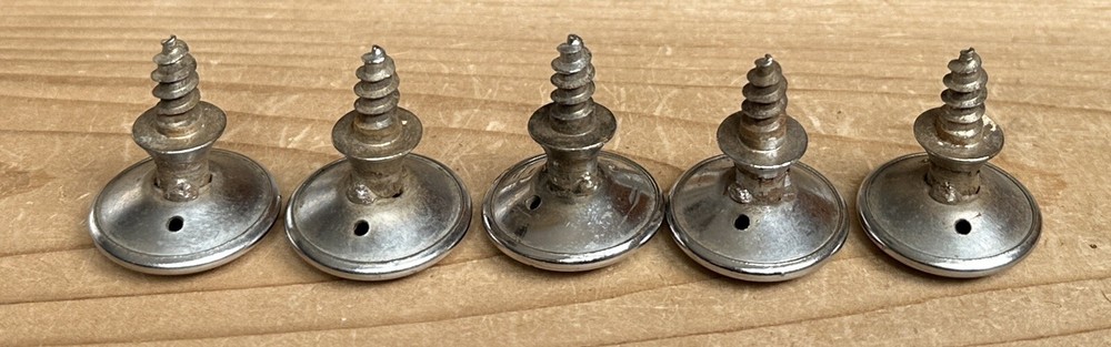 DS-219–FIVE (5) Vintage Matching Shiny Chrome Plated Drawer Knobs Pulls