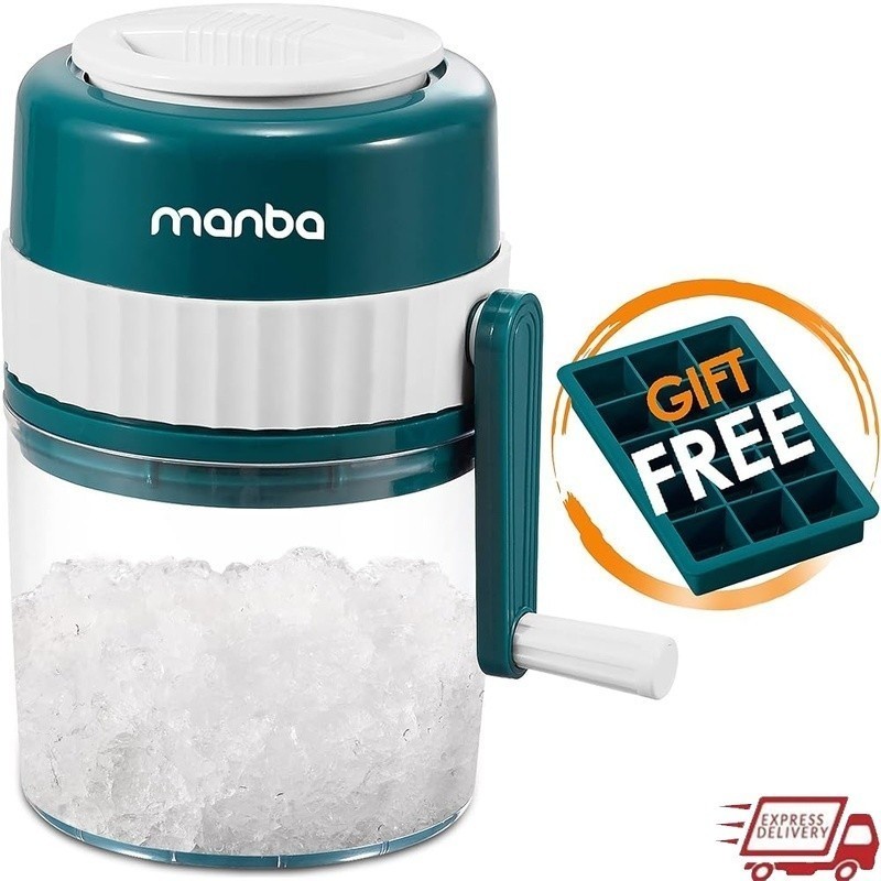 Ice Crusher & Ice Cube Tray Shaved Ice Maker Manual Portable Snow Cone Machine