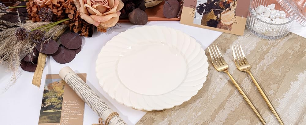 6 Inch Ivory Plastic Plates - Soped Dert Plates Disposable -