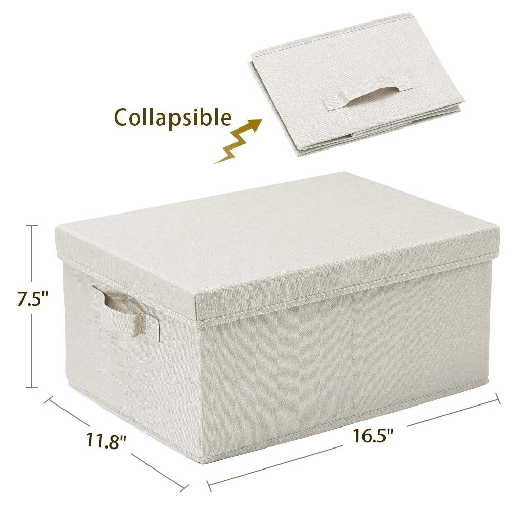 Foldable Storage Bins with Lids, 2 Pack, Storage Boxes with Carrying Handles ...