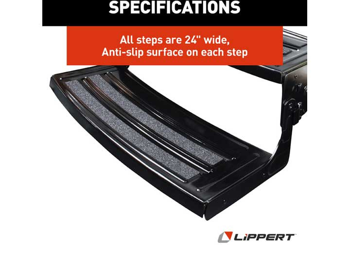 Lippert 432682 Radius Manual RV Step - 24" Wide Double 8" Step