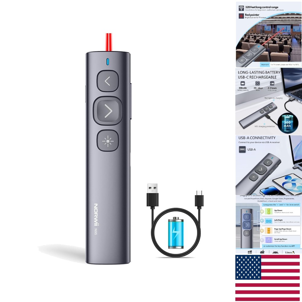 Customizable Wireless Clicker - Presentation Remote with USB-A for Classroom Use