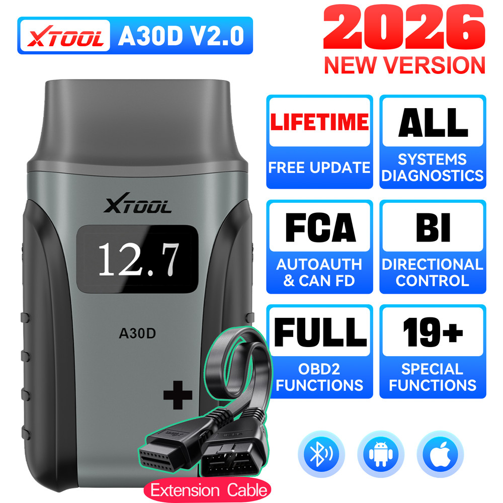 XTOOL A30D V2.0 OBD2 Scanner Bidirectional Full System Diagnostic Tool + Cable