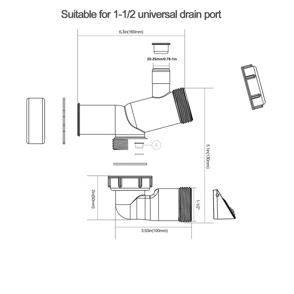 Garbage Disposal Drain Elbow Replacement Kit Includes 1.5" Trap, Flange, Gask...