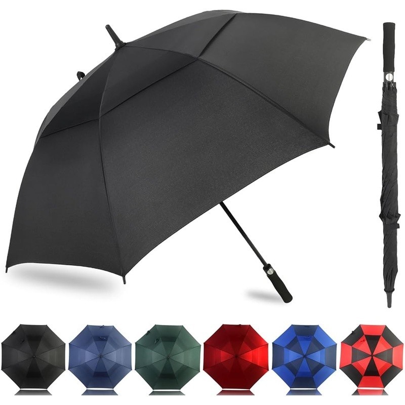 Large Windproof Golf Umbrella Automatic Open Heavy Duty Canopy UV Protection New
