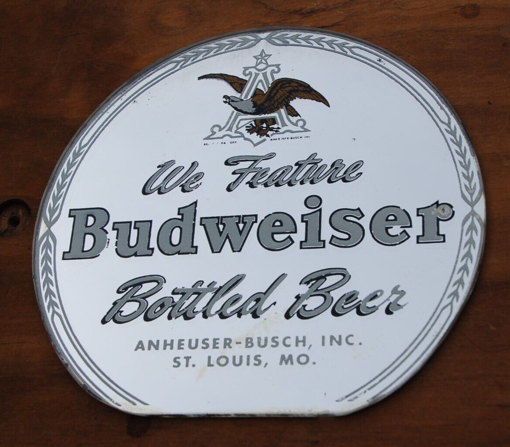 RARE ANTIQUE BUDWEISER MIRROR, 8 1/2” DIAMETER