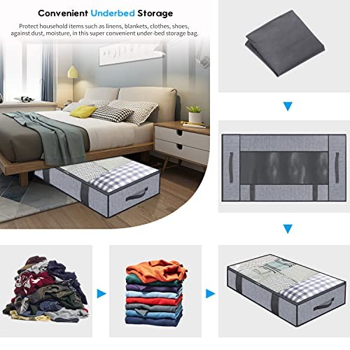 Foldable Underbed Bags 2 Pack - Basic Soft Side Wall - Linen Like Grey