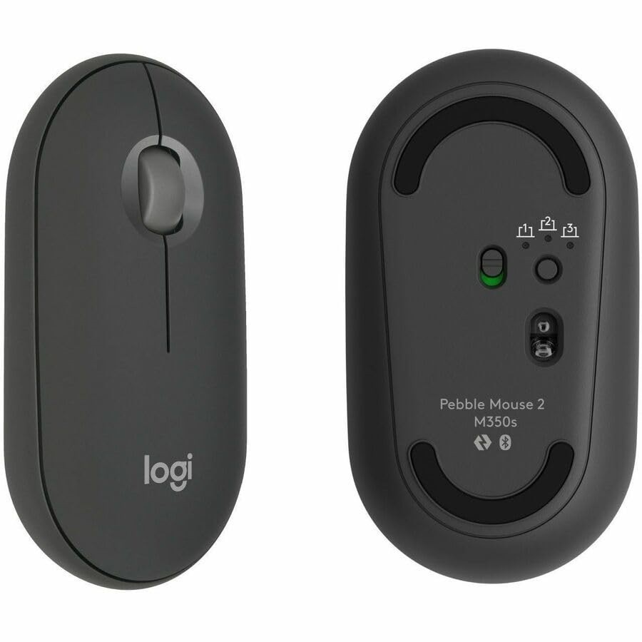 Logitech Pebble Mouse 2 M350s, Ambidextrous, 3-Button, Bluetooth, Tonal Graphite