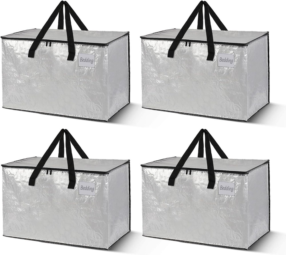 4Pack 100L Moving Bags with Handle & Zipper for Packing,Moving,Storage,Fold Flat