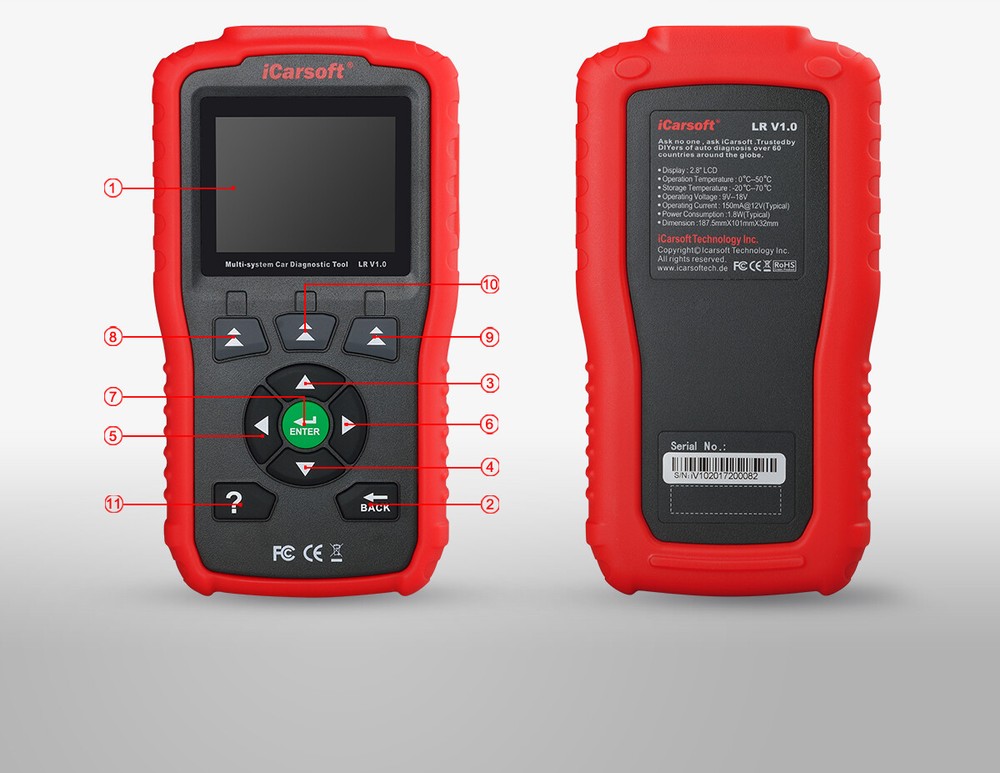 LAND ROVER JAGUAR DIAGNOSTIC SCANNER TOOL ABS SRS CODE READER iCarsoft LRV1.0
