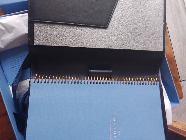 Smythson Bond Street Panama Leather Black A5 Writing Folio Folder & Notebook BN