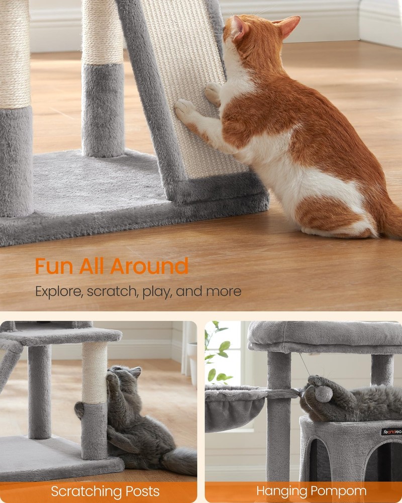 FEANDREA Cat Tree with Sisal-Covered Scratching Posts, Cat Tower, Cat Condo