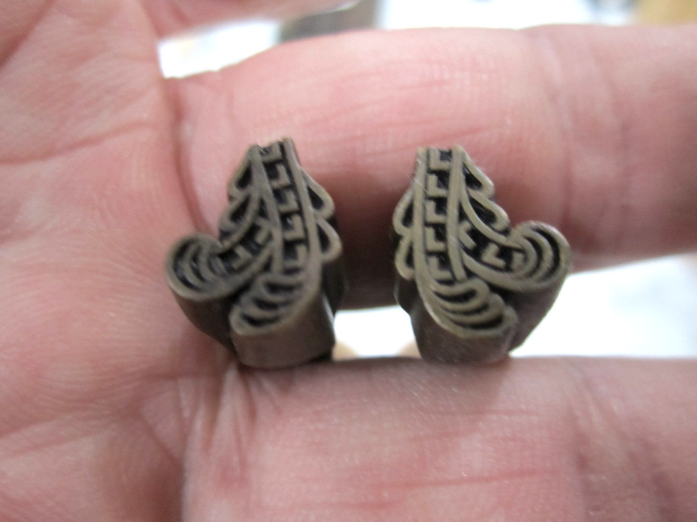 Brass Bookbinding Finishing Tool-Hand Stamp. Matching Pair. # 16