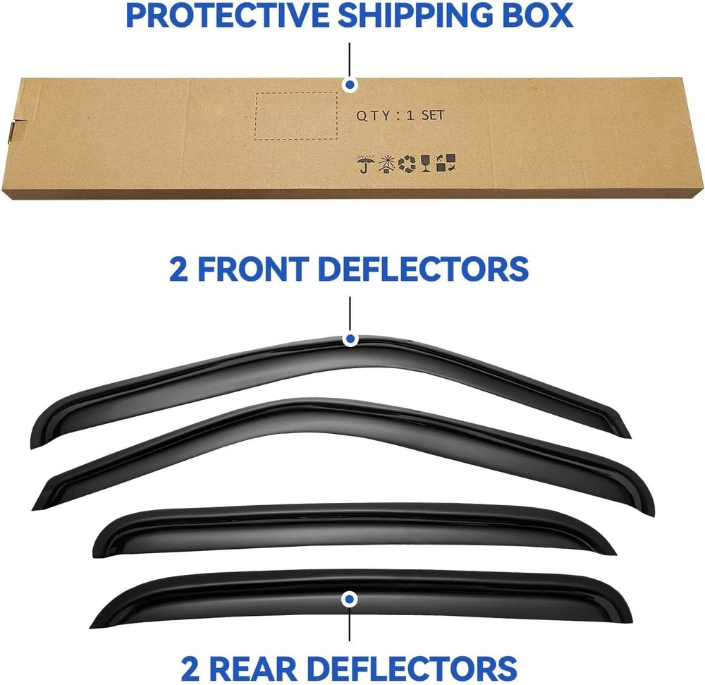 Window Visors Rain Guards for 2001-2007 Chevy Silverado/GMC Sierra, Window Vent