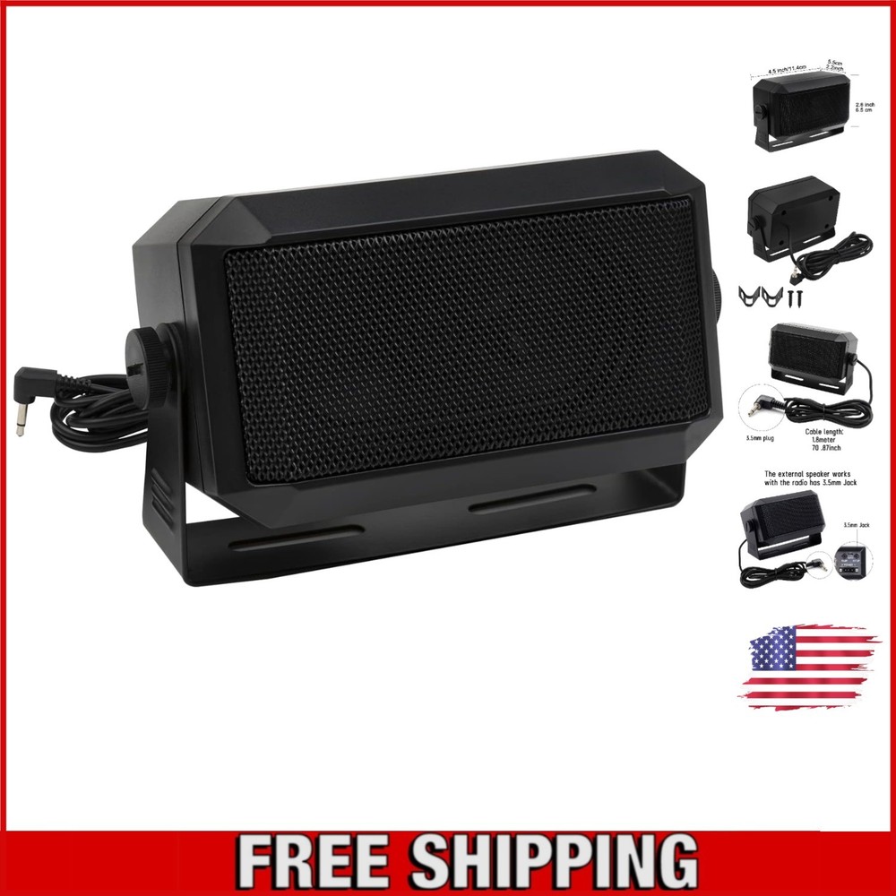 Versatile Rectangular External Speaker for Police Scanners & CB Radios - Black