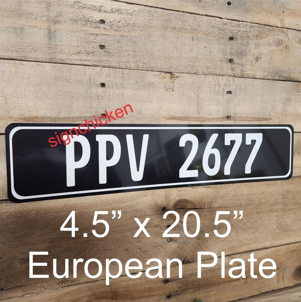 ALL black / WHITE TEXT - European License Plate, Custom Personalized, ANY TEXT,