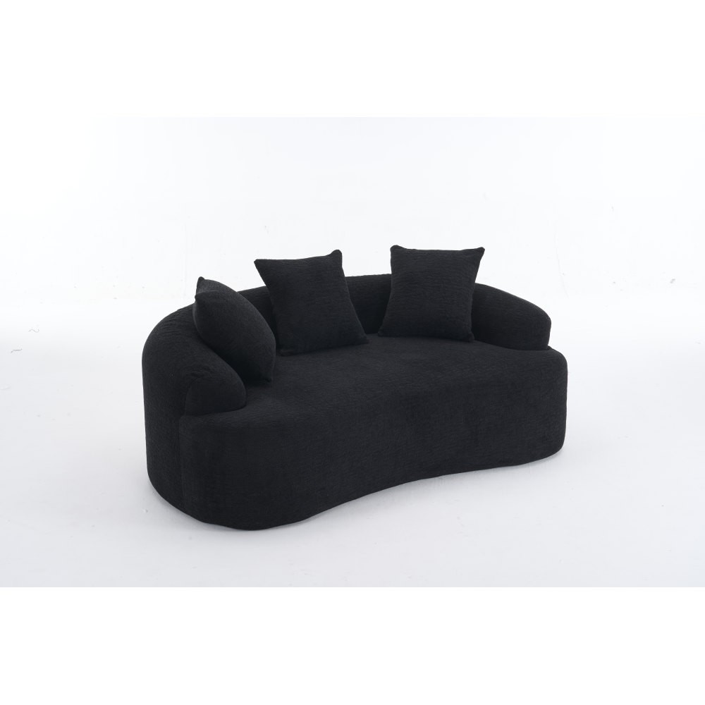 Small Loveseat Sofa 65\" L for Small Spaces w/ Chenille & Compressed Foam