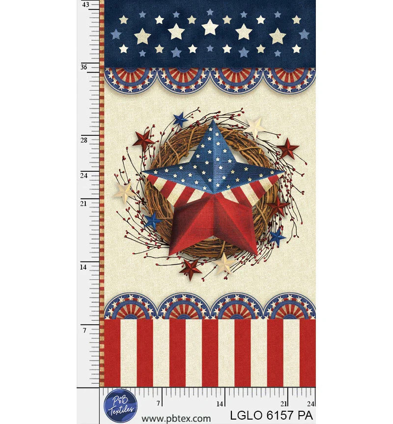 Love & Glory Americana Wreath Fabric Panel