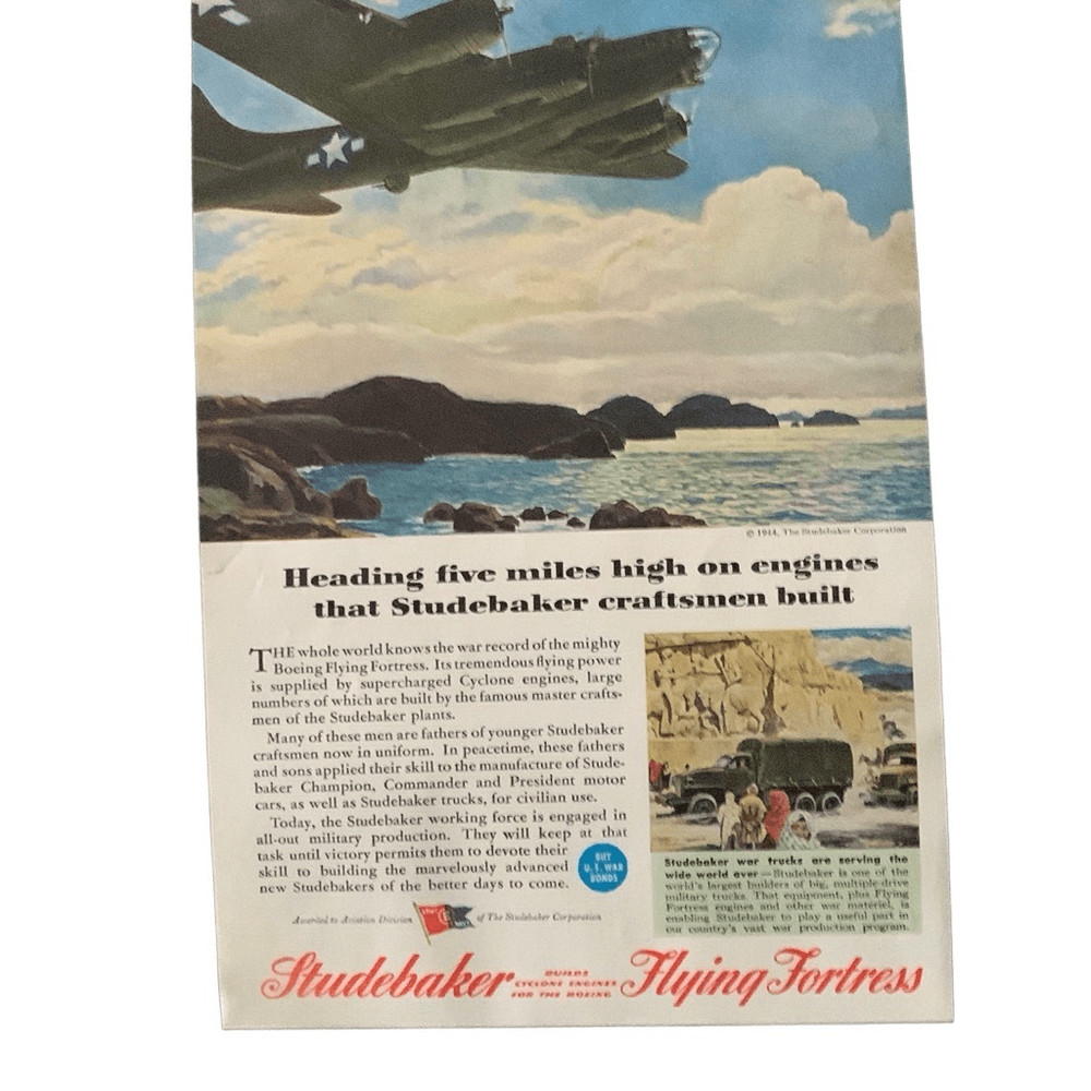 Vintage 1943 Studebaker Flying Fortress Ad Advertisement