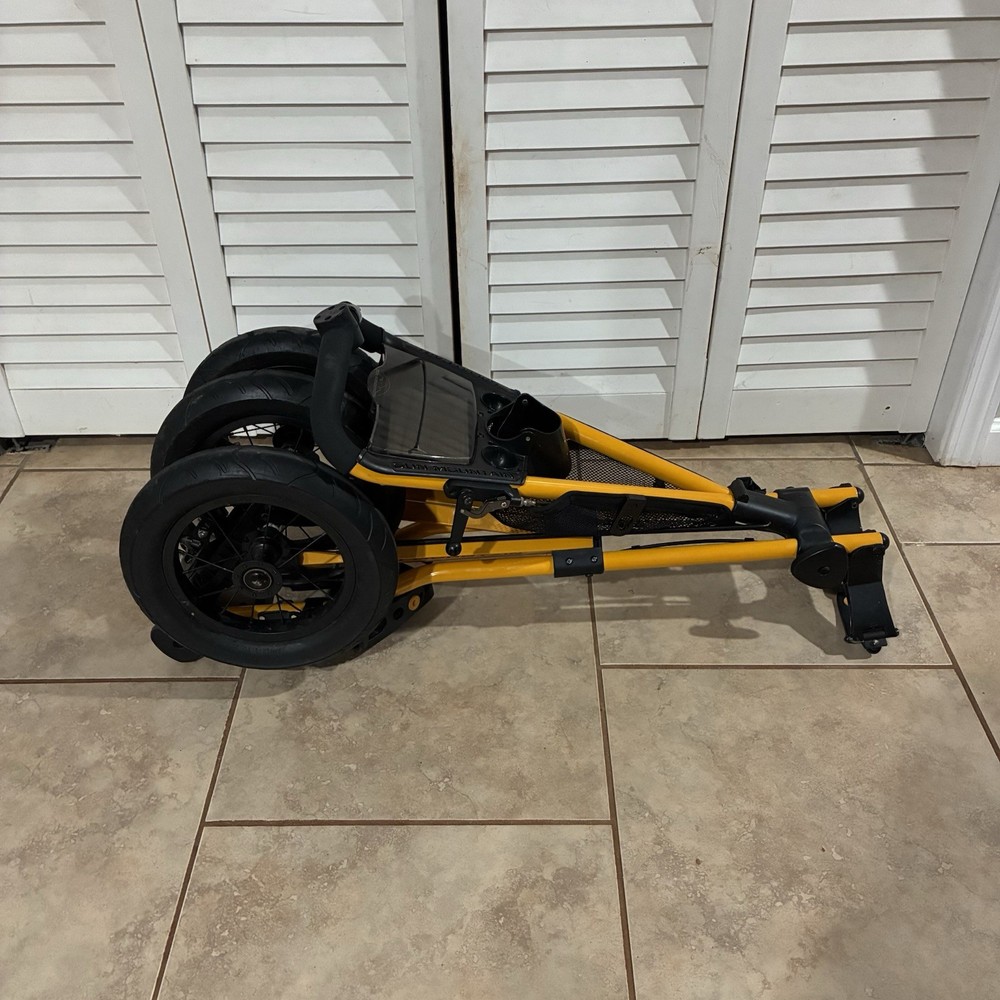 Sun Mountain Yellow Push Pull Golf Speed Cart 3 Wheel Folding Collapsible
