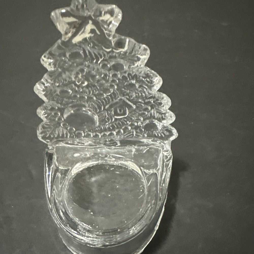 Pressed Glass Christmas Tree Tealight Candleholder