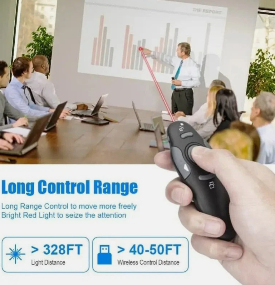 USB Wireless Remote Laser Pointer Pen Powerpoints Clicker PPT Flip Pen PointerS3