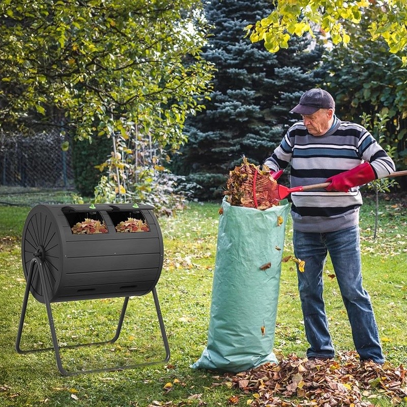 Dual Chamber Composter Efficient Batch Composting Easy Assembly Eco-Friendly New