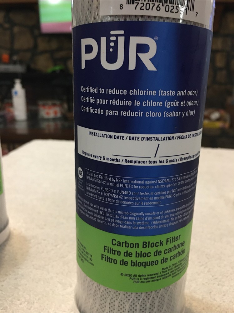 PUR Water Filter Replacement PUNCRB Carbon Block Filter Reduced Chlorine New
