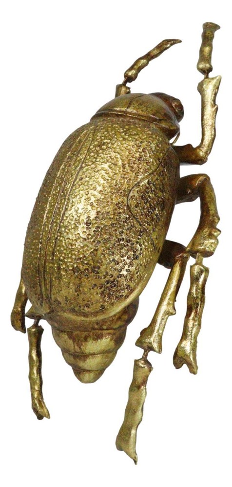 Modern Chic Gold Leaf Carpet Beetle Resin Wall Sculpture Or Table Decor