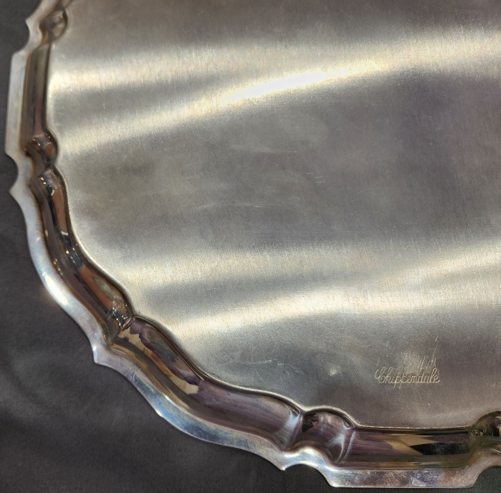 1956 Gorham HEAVY Sterling Silver Chippendale Tray 26.3ozt