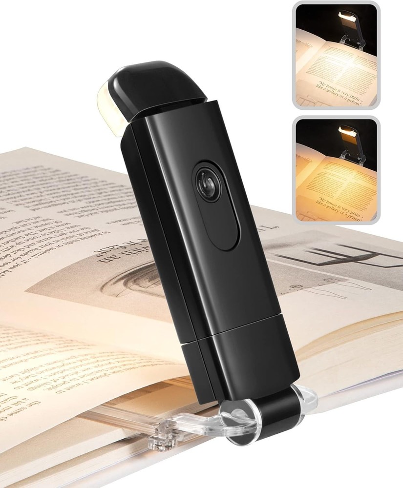 Booklight with Clip USB Rechargeable Adjustable Brightness for Night Reading