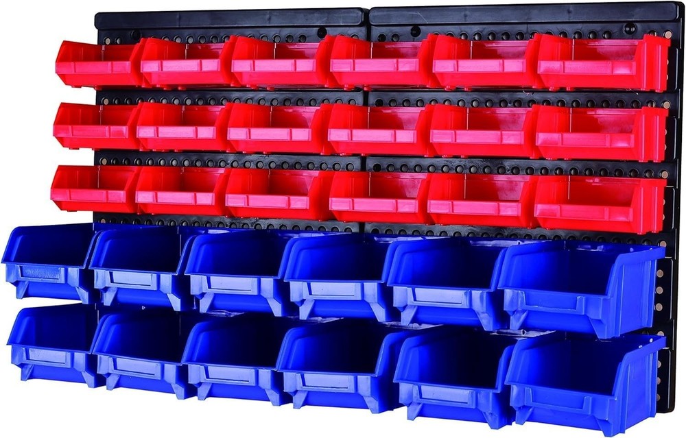 Durable 30-Bin Wall Mount Storage Rack - Easy Installation & Maximum Efficiency