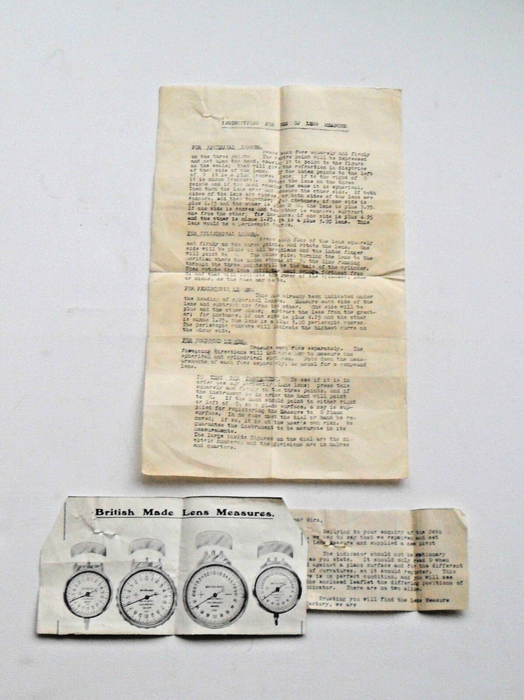 1930's Optical Eye Testing Lens Testing Literature & Emephera
