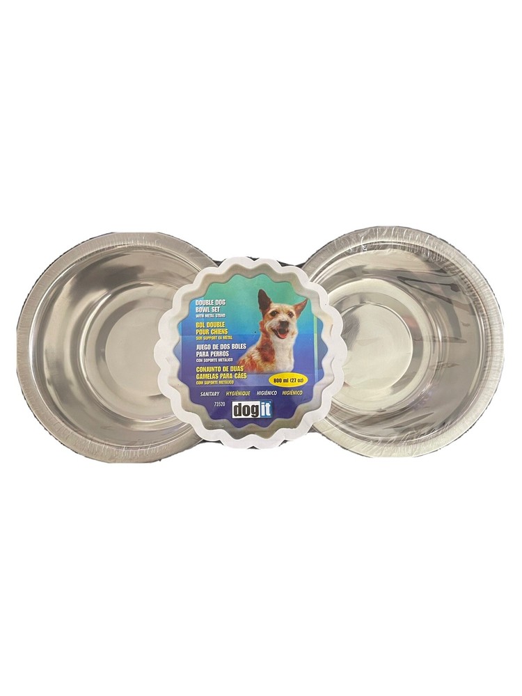 Double Small Dog Bowl Set