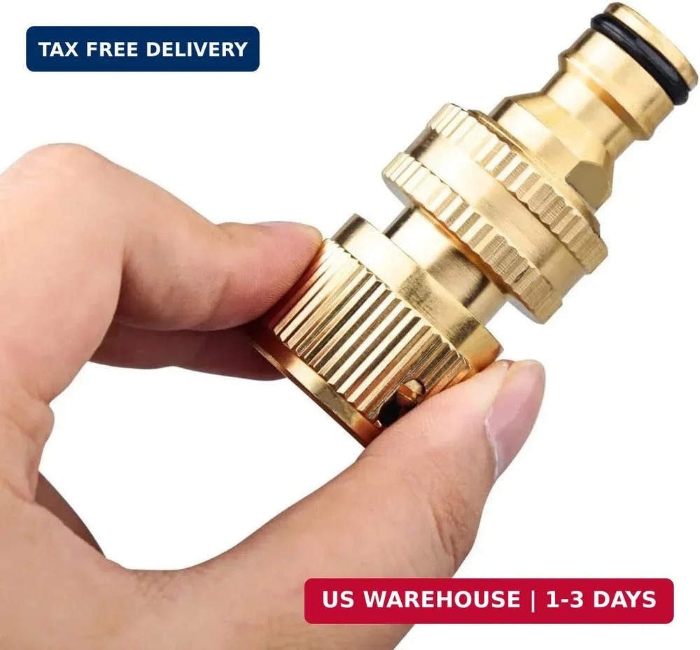 Garden Hose Quick Connector, Solid Brass Standard 3/4 inch GHT Threaded Coupling