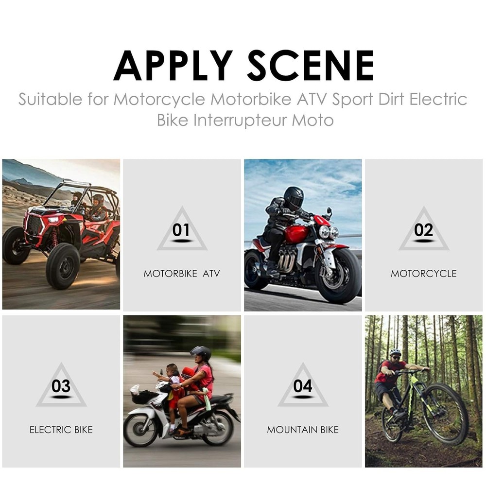 Weather-Resistant 12V Push Button Handlebar Switch for Motorcycle & ATV Lighting