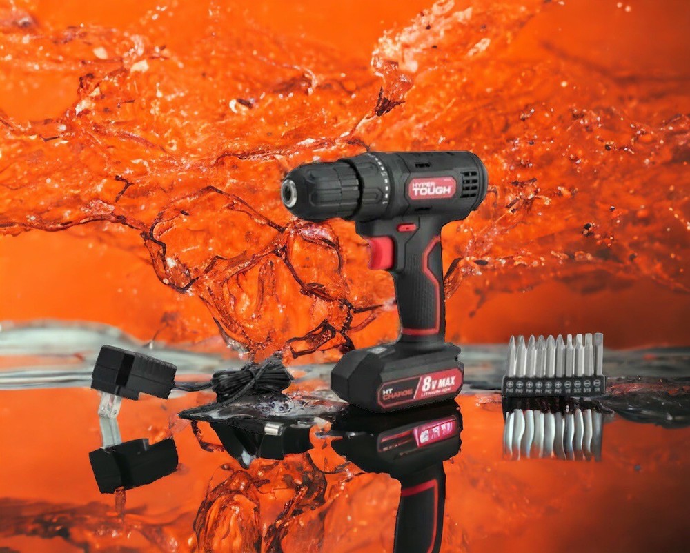 HYPER TOUGH 8-VOLT MAX LITHIUM-ION CORDLESS DRILL 21+1 Adjustable Torque Sealed