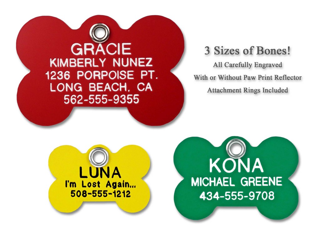 Pet ID Tags Custom Engraved Plastic Dog/Cat Lightweight Quiet Identification