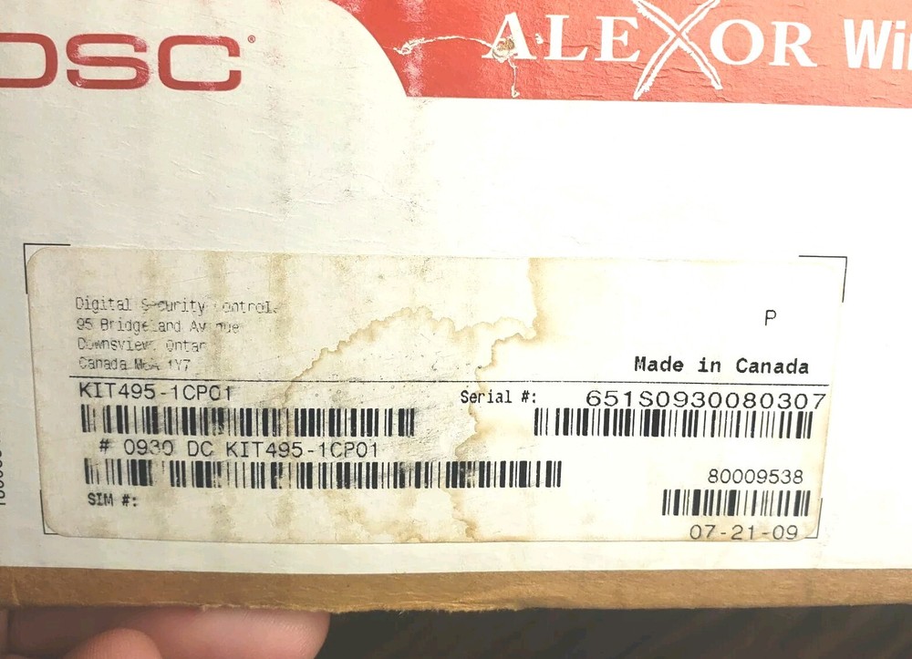 Alexor DCS Wireless Panel Kit 495-1CP01 Security System Complete NEW Sealed