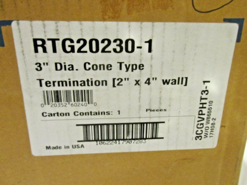 Metal-Fab RTG20230-1 3" Diameter Cone Type Termination Fitting for 2" x 4" Wall