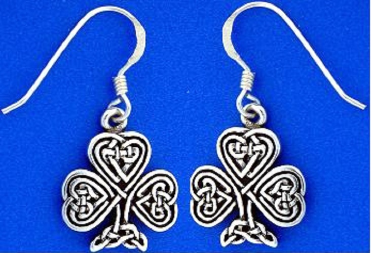 Pewter  Celtic Knot Shamrock Earrings