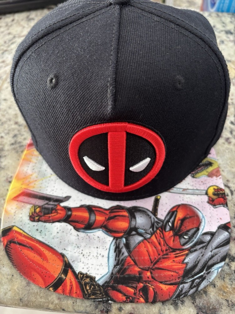 Marvel Deadpool Black Snapback Hat One Size RN#115665 Main Character Deadpool