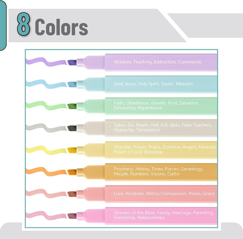Mr. Pen- Bible Highlighters with Color-Coding Engraved themes
