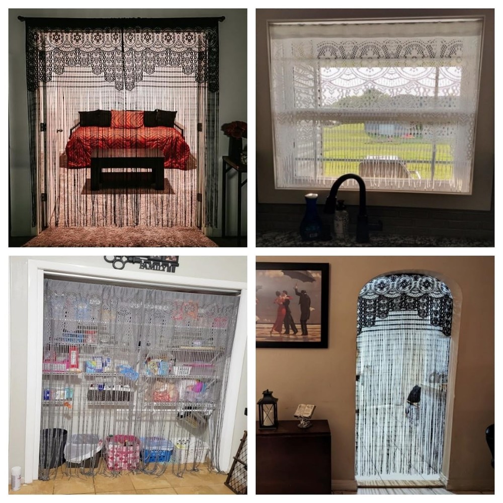 Macrame Lace Door String Curtain for Doorways,Boho Curtains Backdrop Panel