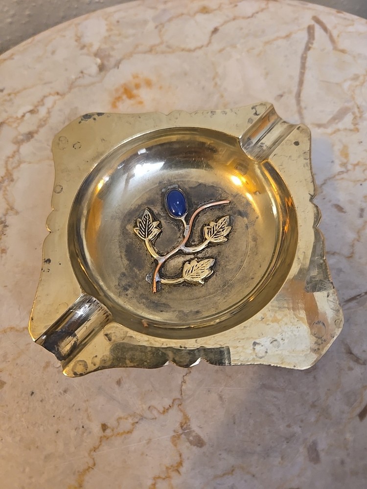 Vintage Chinese Solid Brass Ashtray Small