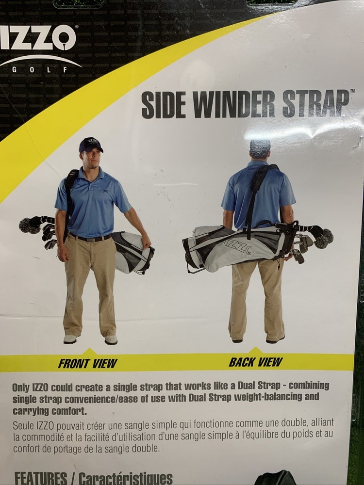 IZZO Golf Sidewinder Replacement Golf Bag Strap, Black