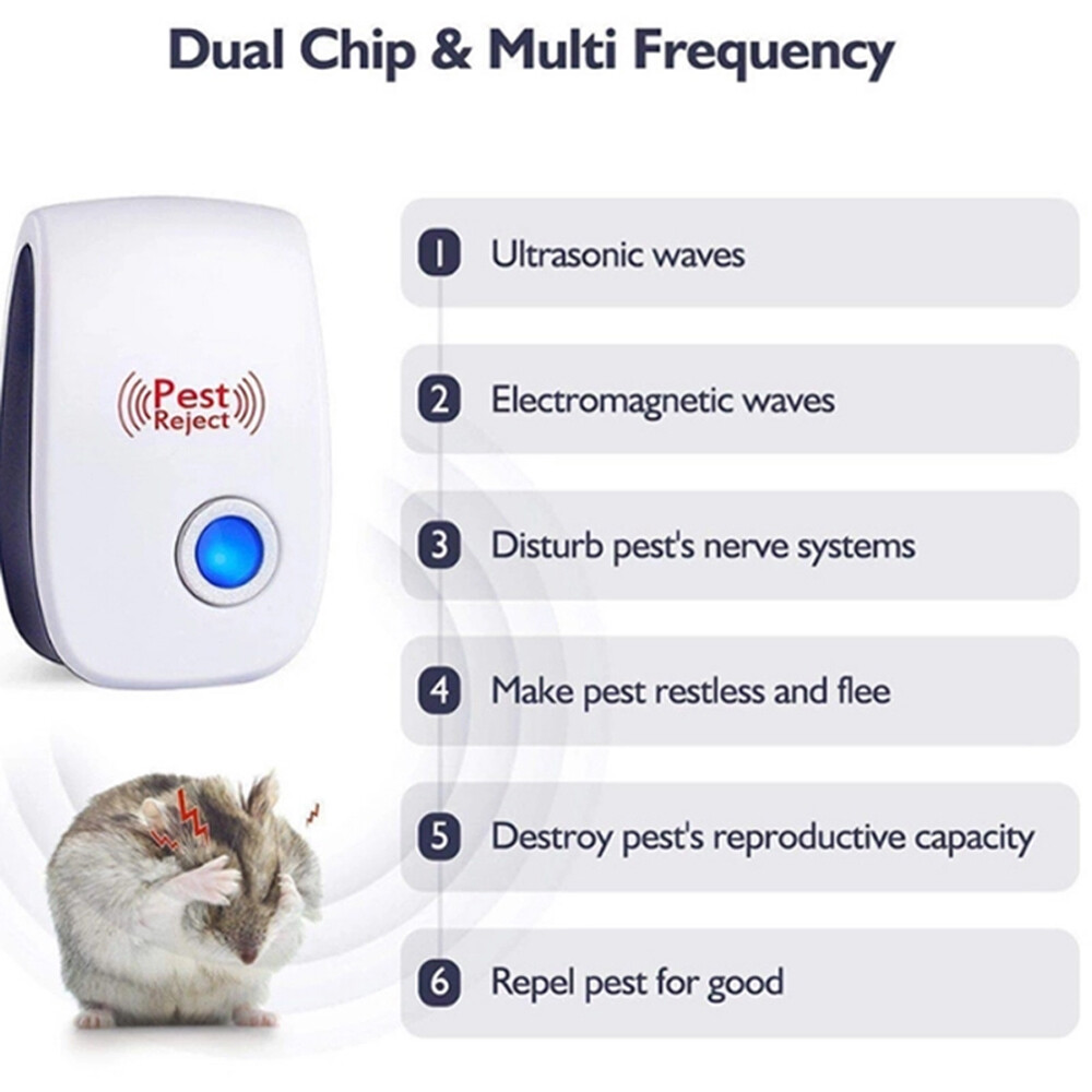 Ultrasonic Pest Repeller Reject Bug Mice Mites Spider Insect Electronic Defender