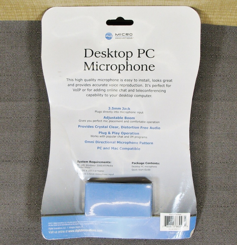 PC MIC Micro Innovations MM710M VoiceMaster Desktop Microphone Open Box