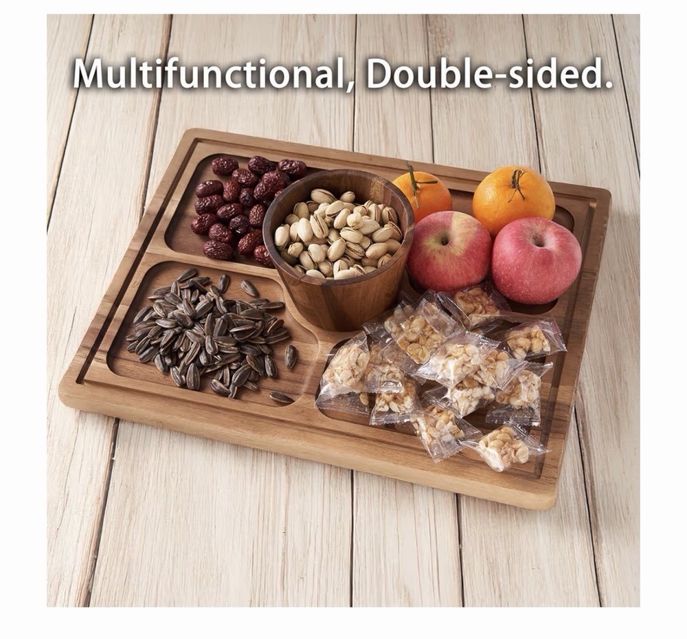 Acacia Wood Rectangular Cake Stand with Lid; 17" Multi-Functional Dessert Holder