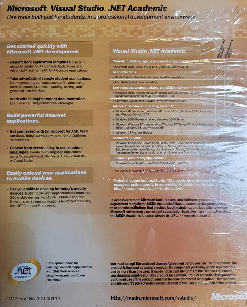 MICROSOFT VISUAL STUDIO.NET ACADEMIC, VERSION 2003